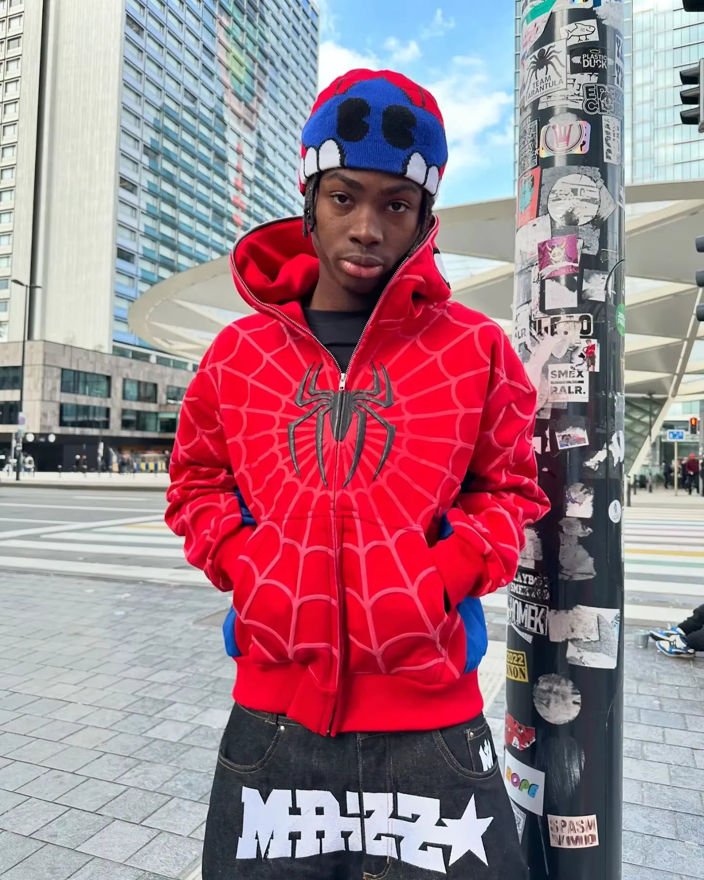 Y2K Retro Gothic America Spider Foaming 3D Print Hoodies Fashion Oversized Loose Full Zipper Hoodie Men Jacket Street Sweatshirt