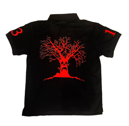 Haunted Mound Polo Shirt America Retro Street Hip Hop Short Sleeve Shirt Y2K Men Casual Embroidery Cotton Top Baseball Clothing