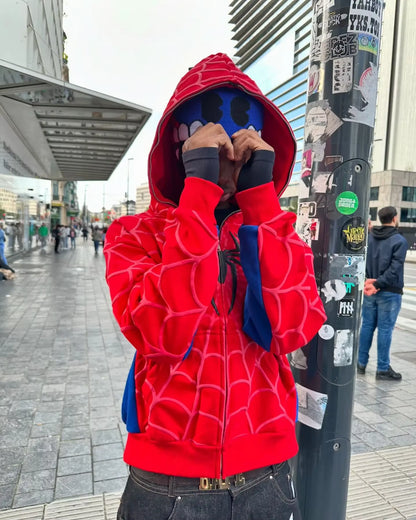 Y2K Retro Gothic America Spider Foaming 3D Print Hoodies Fashion Oversized Loose Full Zipper Hoodie Men Jacket Street Sweatshirt