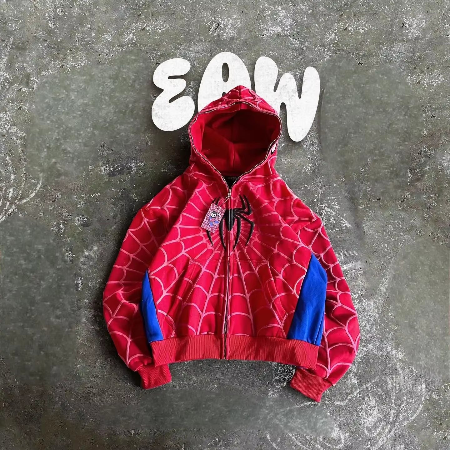 Y2K Retro Gothic America Spider Foaming 3D Print Hoodies Fashion Oversized Loose Full Zipper Hoodie Men Jacket Street Sweatshirt