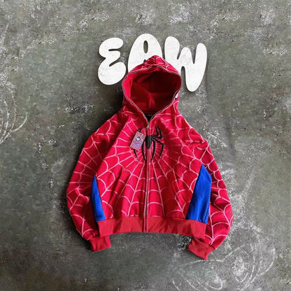 Y2K Retro Gothic America Spider Foaming 3D Print Hoodies Fashion Oversized Loose Full Zipper Hoodie Men Jacket Street Sweatshirt